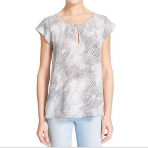 Joie Silk Python Snake Print Keyhole Blouse Top